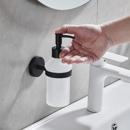 FLYBATH Soap Dispenser 250 ml Glass Design with Pull Function Stainless Steel Matte Black