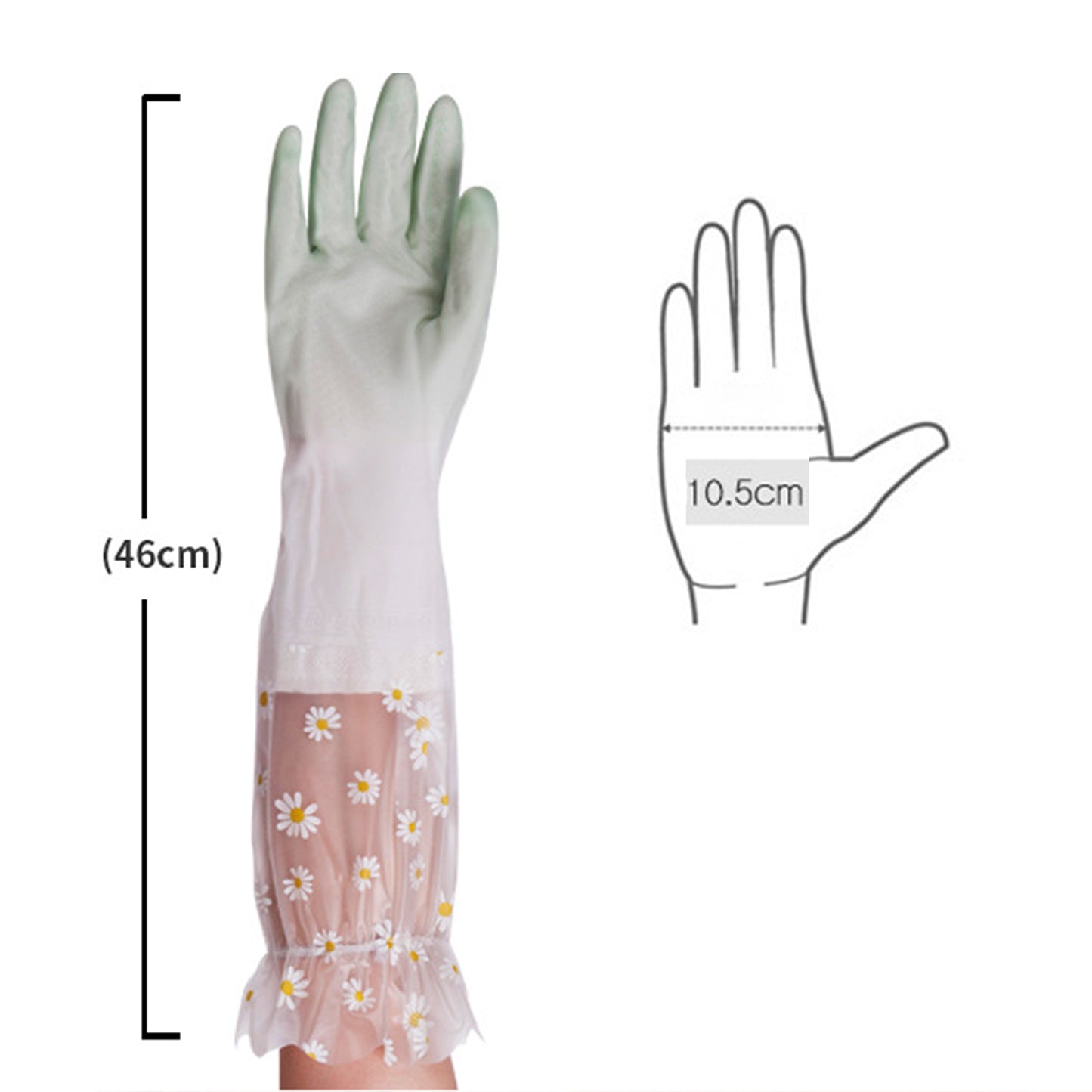 FLYBATH 2 Pairs Gloves for Household Purposes Household PVC Cleaning Gloves 46CM