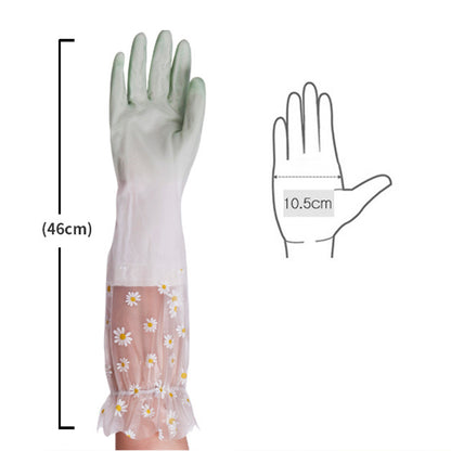 FLYBATH 2 Pairs Gloves for Household Purposes Household PVC Cleaning Gloves 46CM