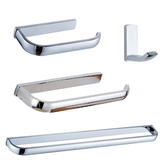 4 pc Bathroom Accessories Set- Towel Rail,Towel Ring, Toilet Roll Holder, Coat Hook, Brass Polished Chrome Finish Flybath 1 