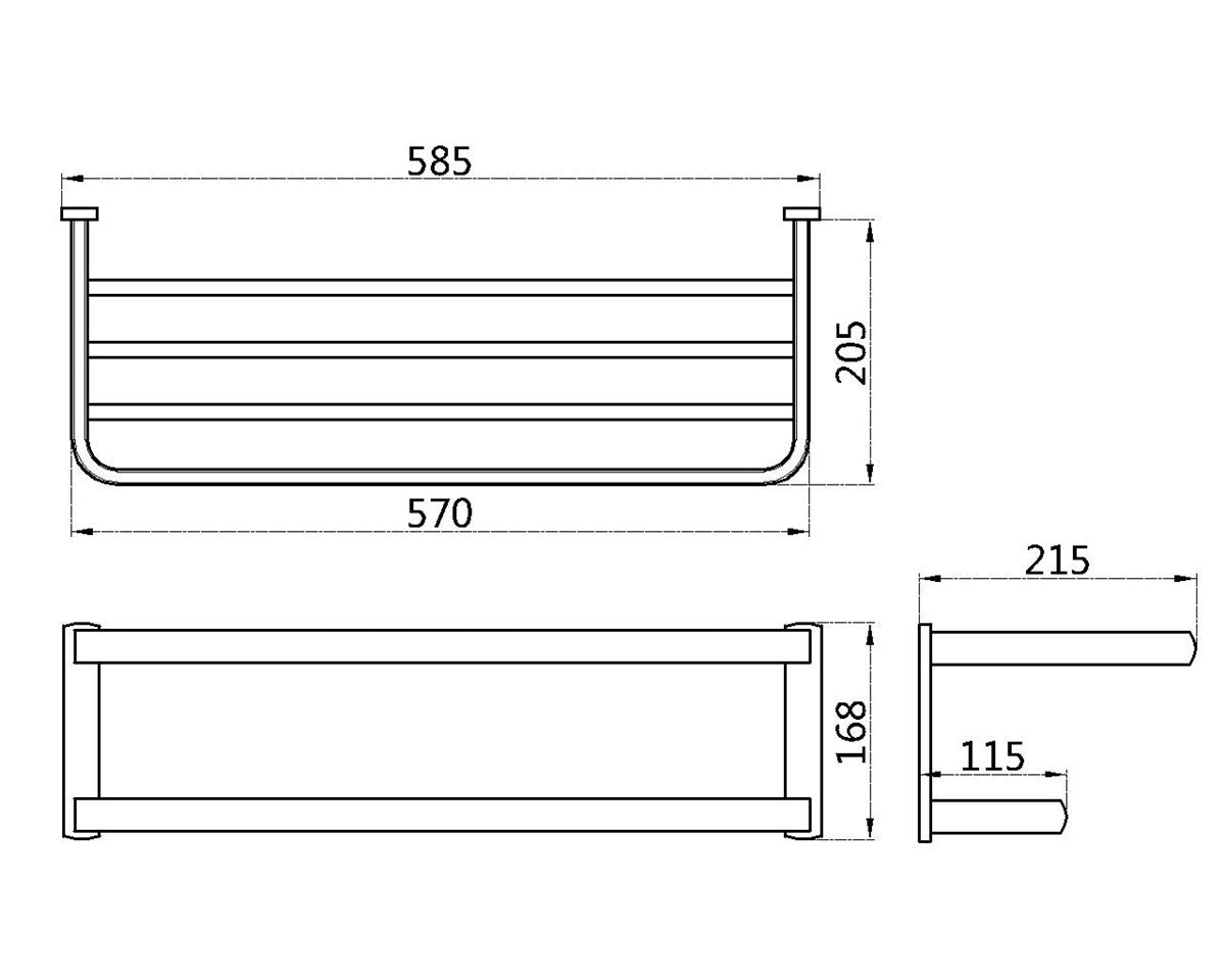 Towel Rack Shelf Holder Double Layer Brass Chrome Wall Mounted,58.5 cm / 23 inches Flybath  7