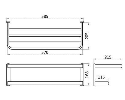 Towel Rack Shelf Holder Double Layer Brass Chrome Wall Mounted,58.5 cm / 23 inches Flybath  7