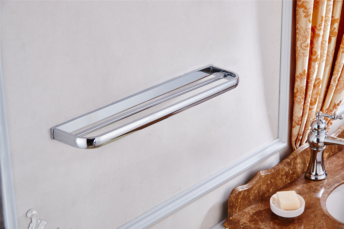 Towel Rail Bar Holder Single Layer Brass Polished Chrome Finish Wall Mounted, 57.5 cm / 22.6 inches Flybath  2